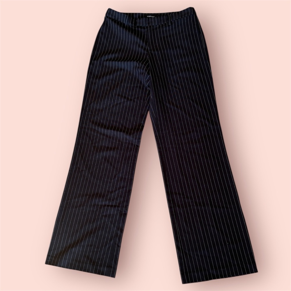 ‼️ SOLD - TIGER MIST BLACK PINSTRIPE WIDE LEG TROUSERS